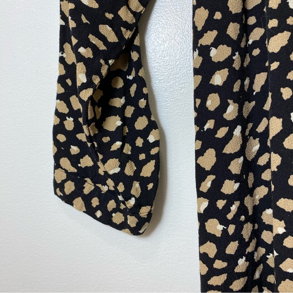 Zara long-sleeve mini dress with tie waist- tan and black animal print - Picture 6 of 10